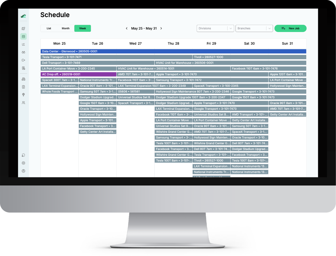 Weekly Job Schedule